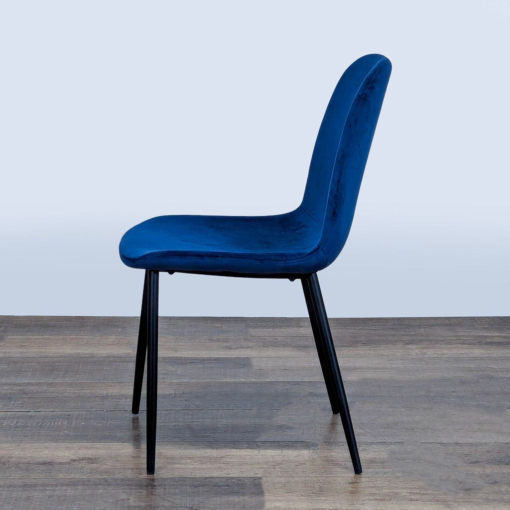 Metal and Velvet Covered Bucket Dining Chair