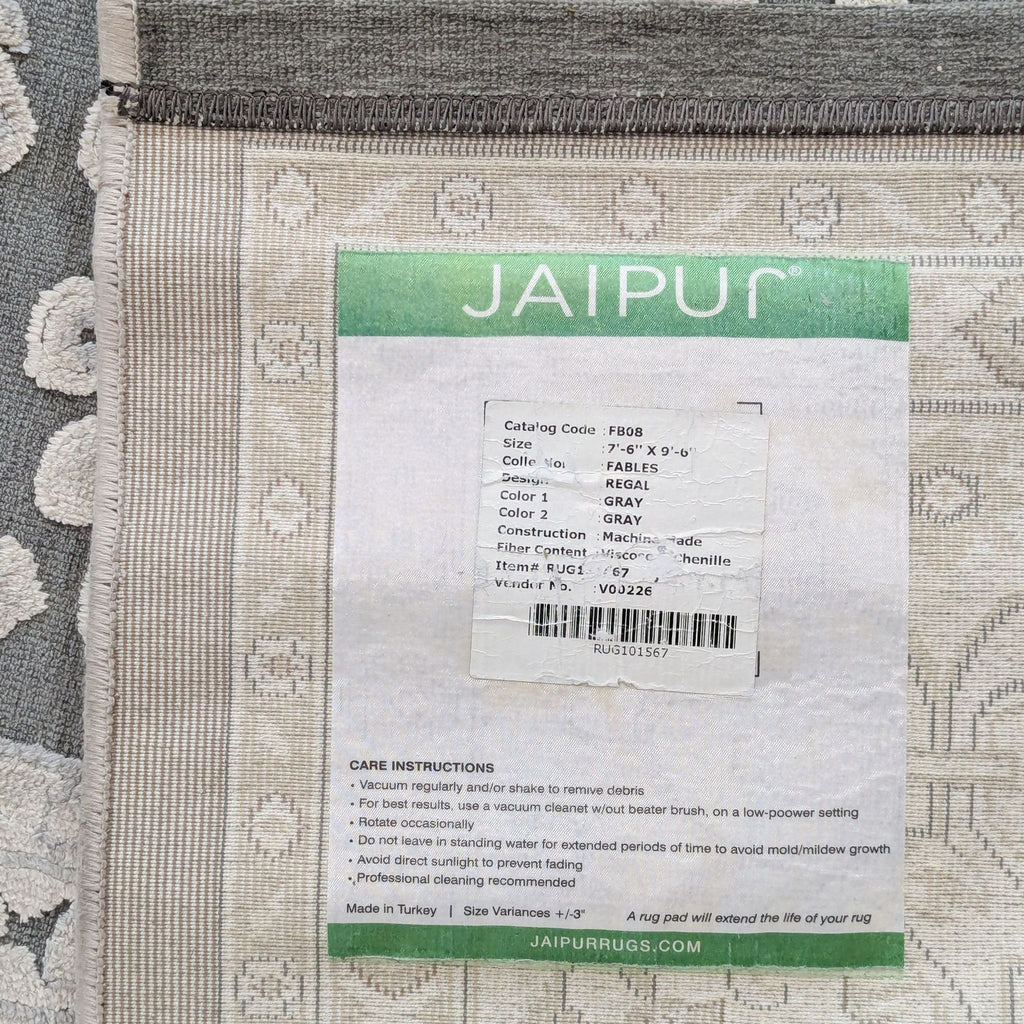 Jaipur Living Fables Regal FB08 Gray/White Area Rug 7' 6'' X 9' 6''