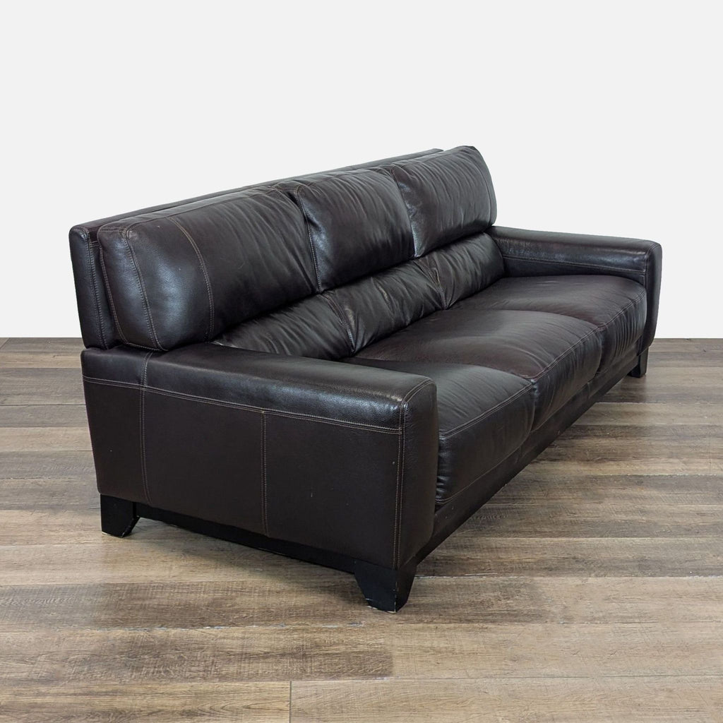 Modern 3-Seat Dark Brown Leather Sofa