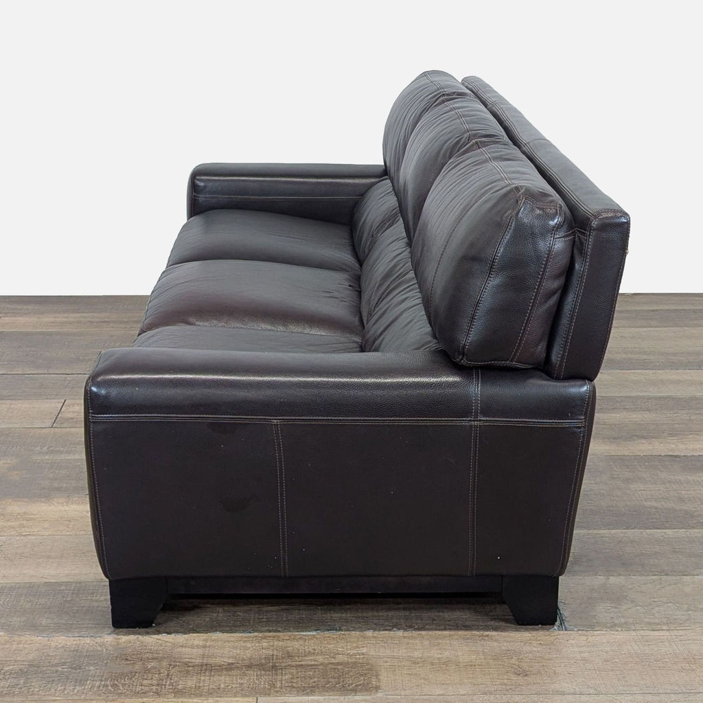 Modern 3-Seat Dark Brown Leather Sofa