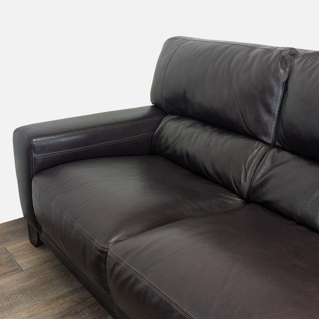 Modern 3-Seat Dark Brown Leather Sofa