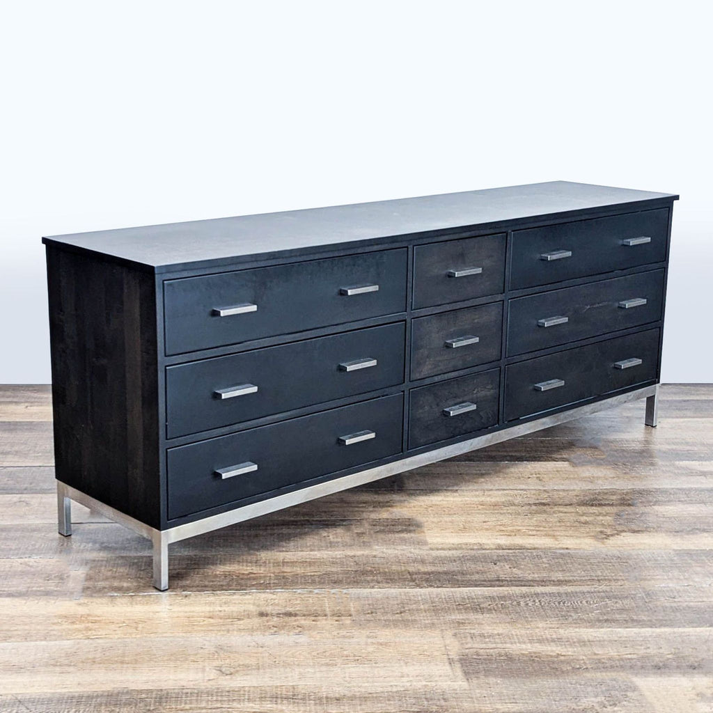 Room & Board Modern Black 9-Drawer Dresser with Metal Accents