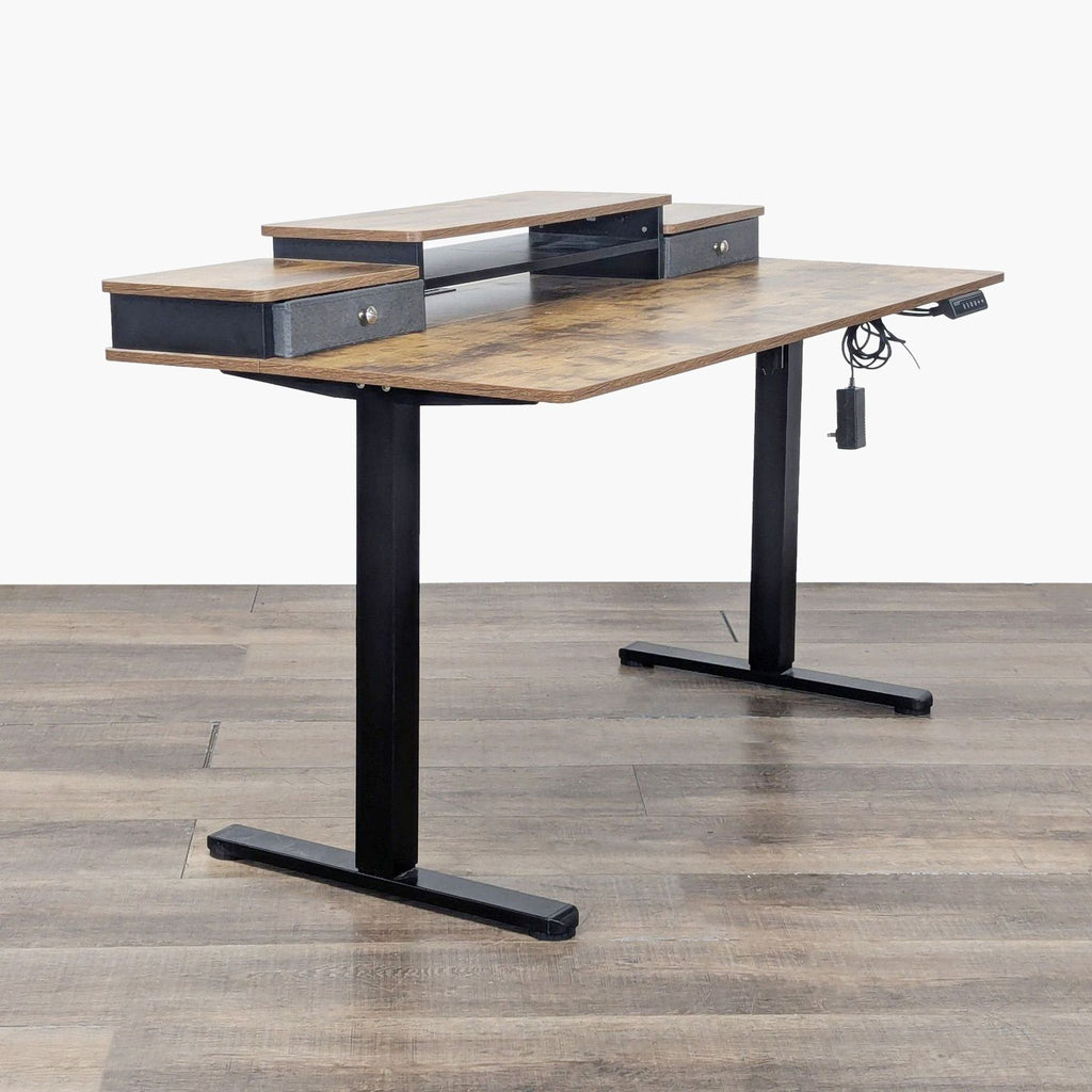 Bestqi Innovation Electric Adjustable Standing Desk with Storage