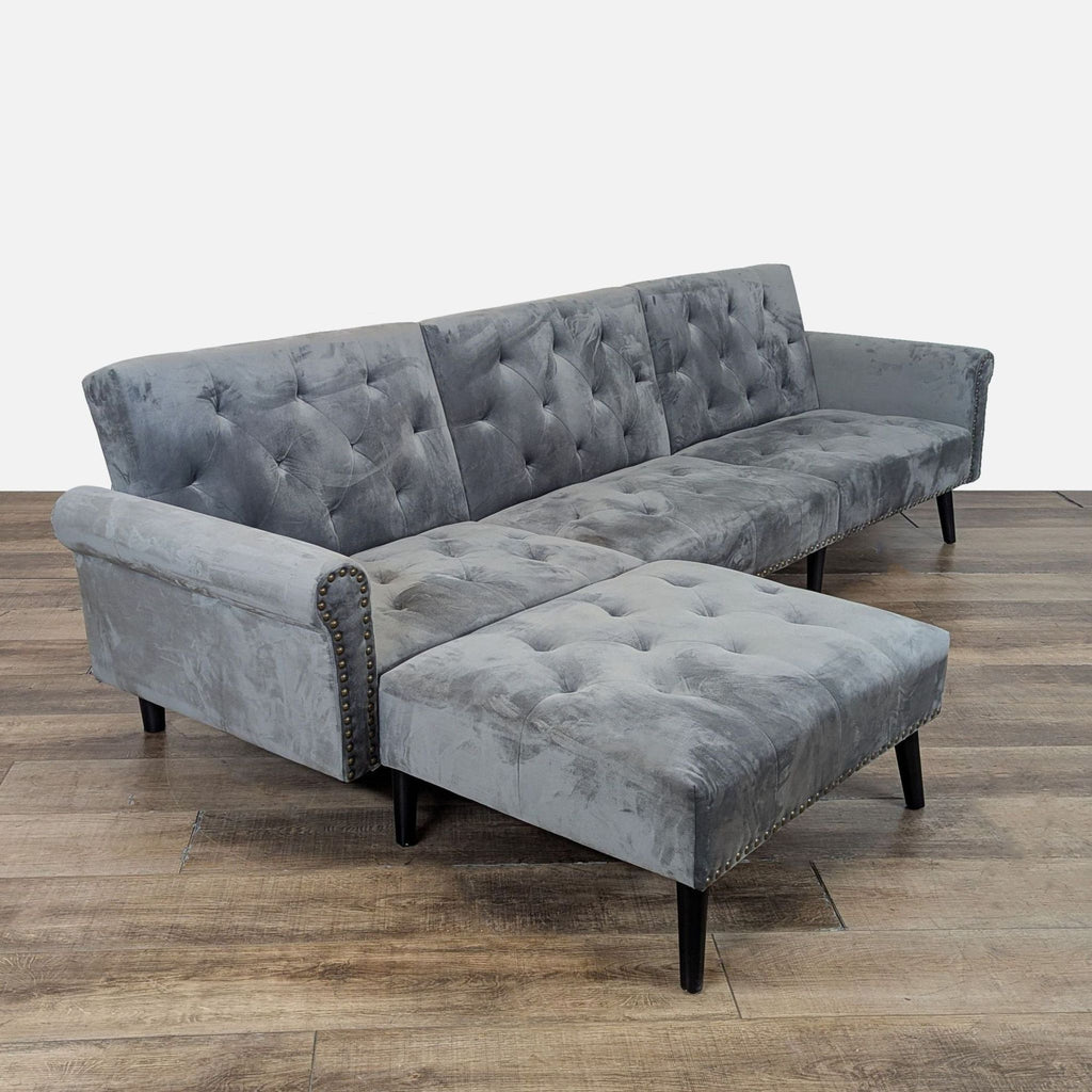 Veryke L-Shaped Sectional Sofa with Convertible Sleeper and Ottoman