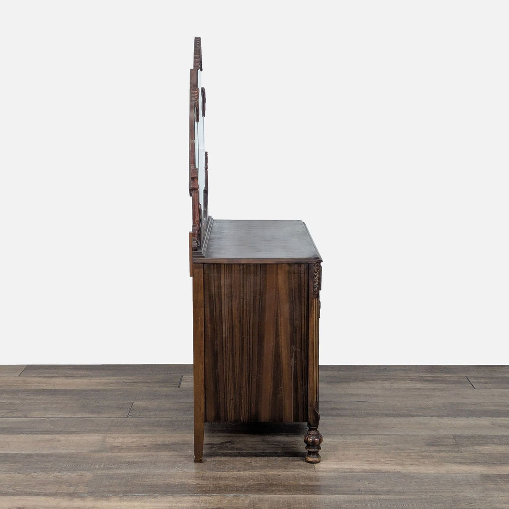 Antique Art Nouveau Dresser with a Three-Panel Mirror