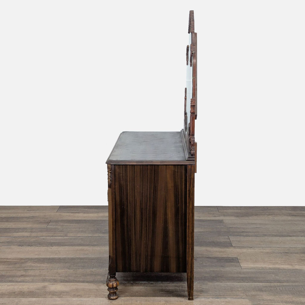 Antique Art Nouveau Dresser with a Three-Panel Mirror