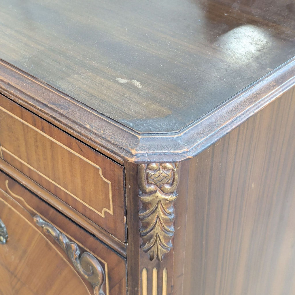 Antique Art Nouveau Dresser with a Three-Panel Mirror