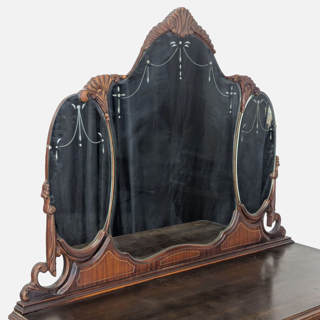Antique Art Nouveau Dresser with a Three-Panel Mirror