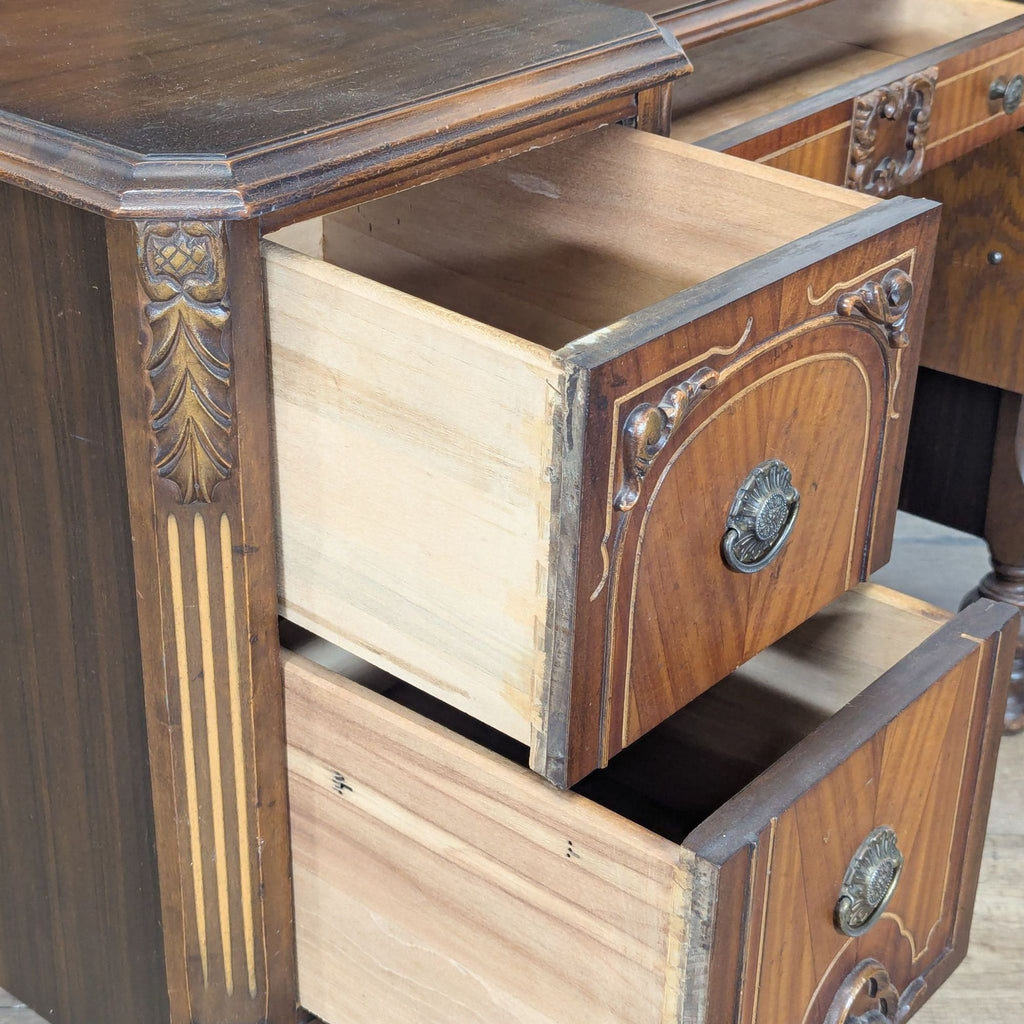 Antique Art Nouveau Vanity with a Three-Panel Mirror