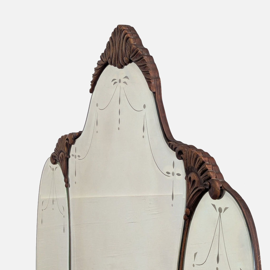 Antique Art Nouveau Vanity with a Three-Panel Mirror