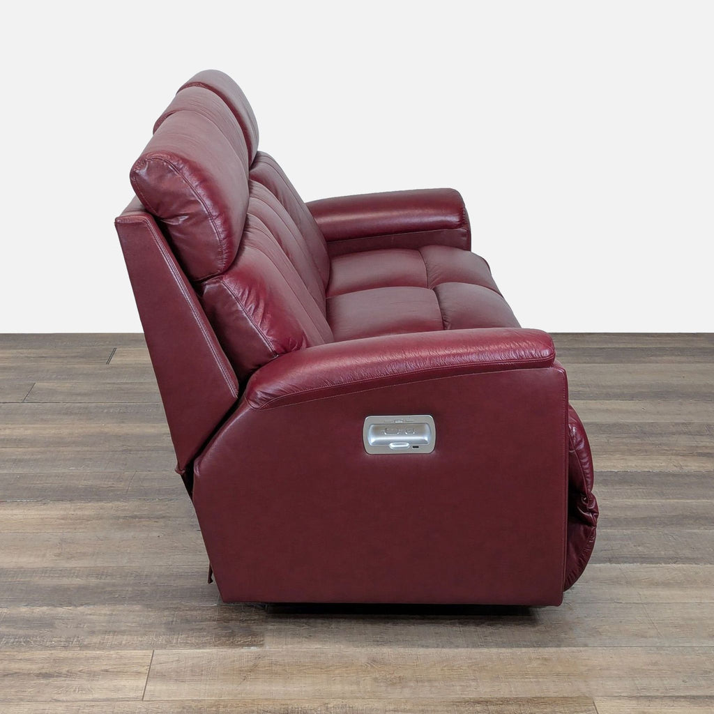 La-Z-Boy Maroon Leather Power Reclining Sofa