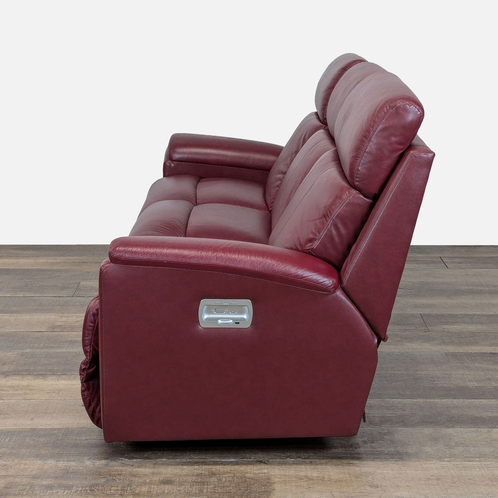 La-Z-Boy Maroon Leather Power Reclining Sofa