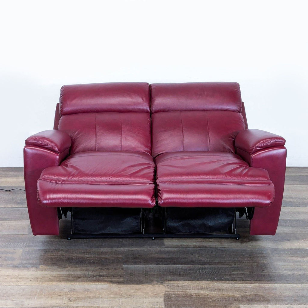 La-Z-Boy Maroon Leather Power Reclining Loveseat