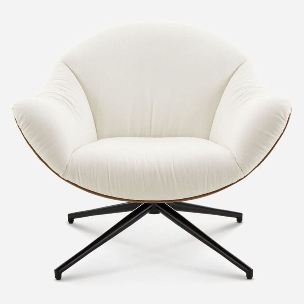 2. Modern lounge chair from Reperch with spill-resistant fabric, wide cushioned seat, and sleek black swivel legs.