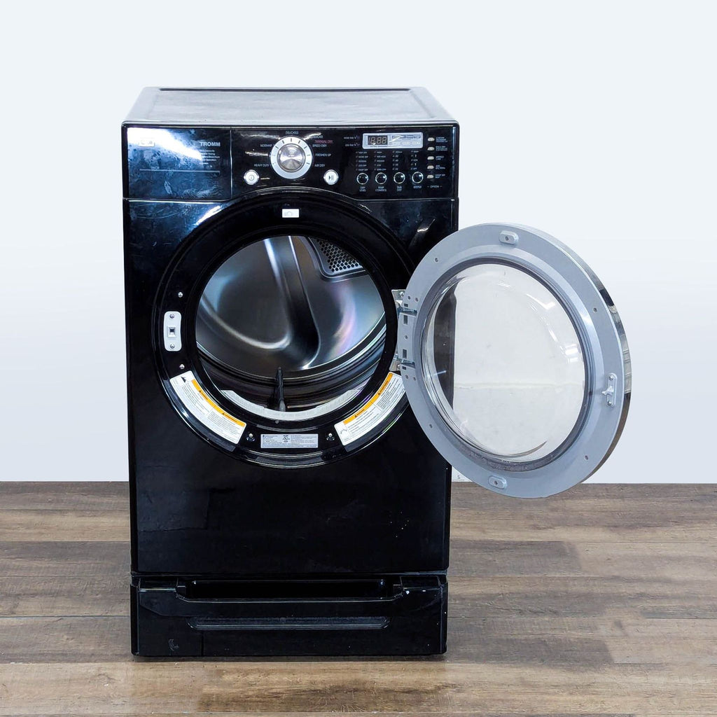 3. LG Inverter Direct Drive Washer, black finish, shown with front-loading door open, Washer/Dryer category.