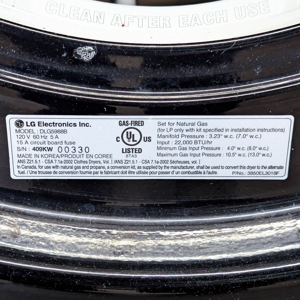 LG DLG5988B Front Load Washer - Black