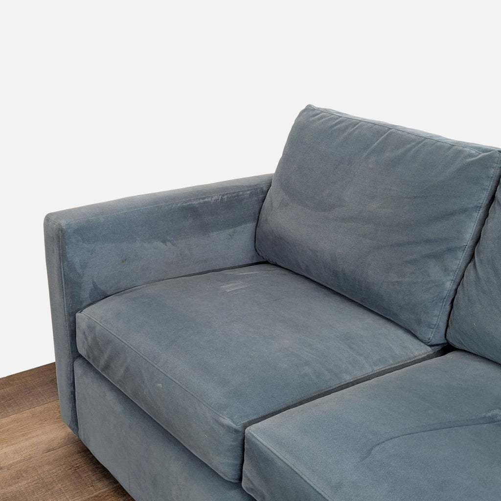 Crate and Barrel Blue Sectional Sofa with Chaise