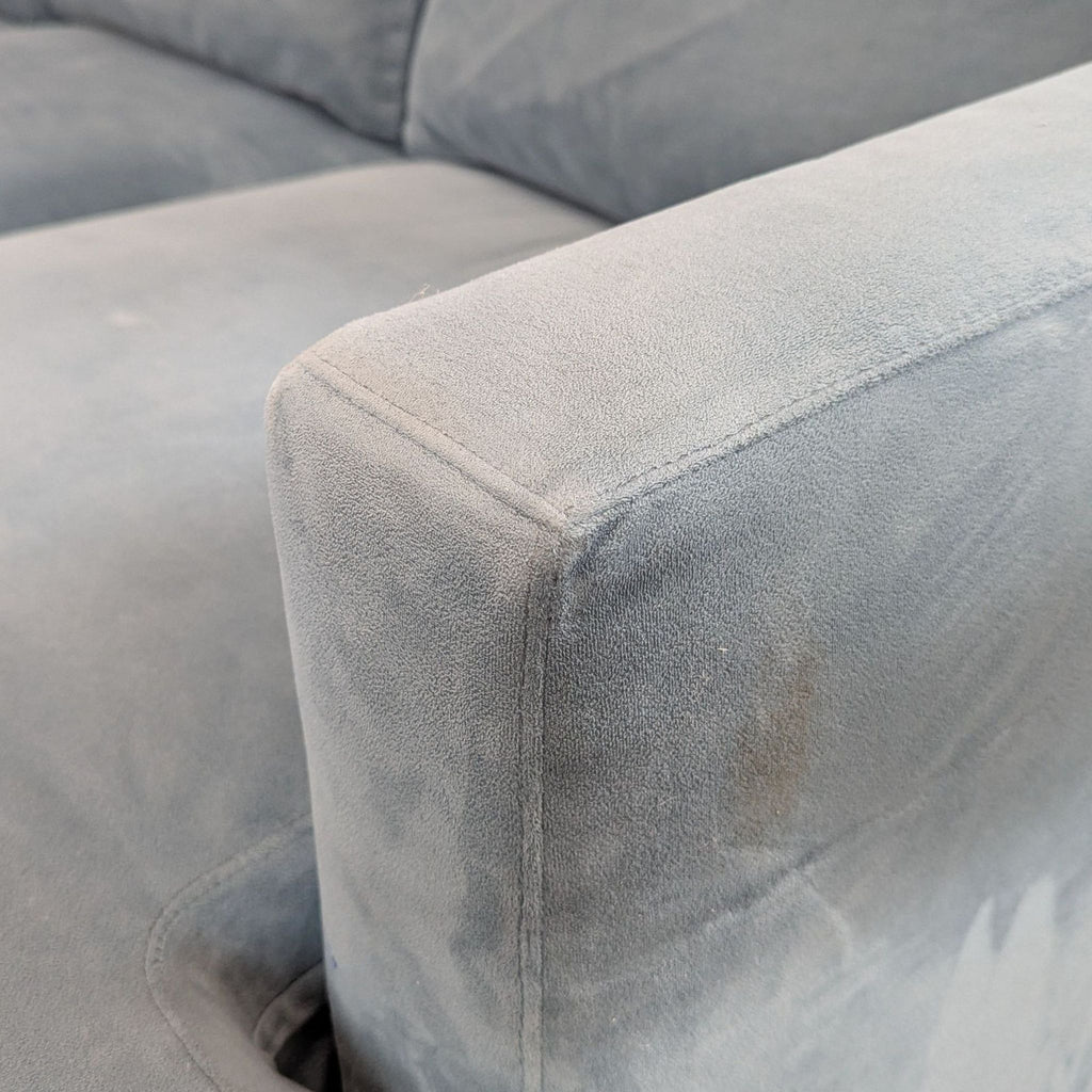 Crate and Barrel Blue Sectional Sofa with Chaise