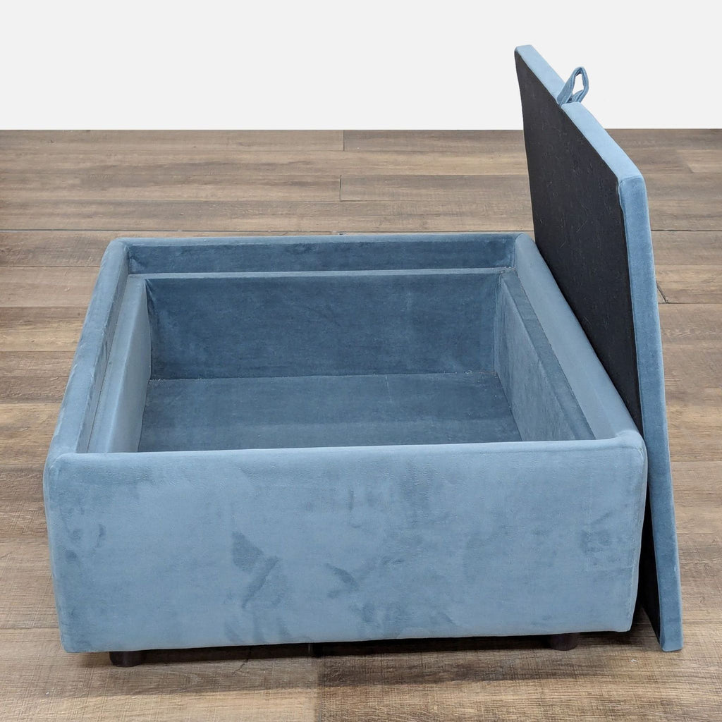 Crate and Barrel Blue Sectional Sofa with Chaise