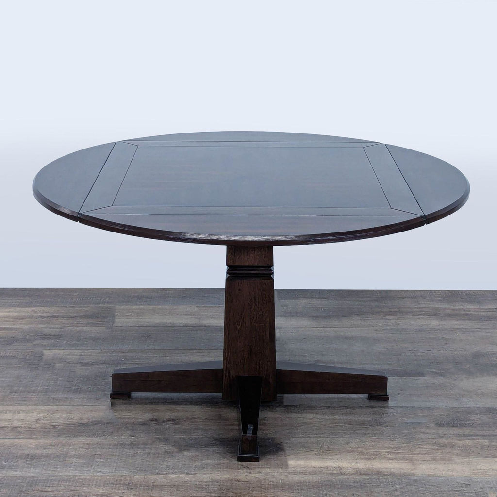 Rooms To Go Round Drop Leaf Table with 4 Slat Back Chairs in Cherry Merlot