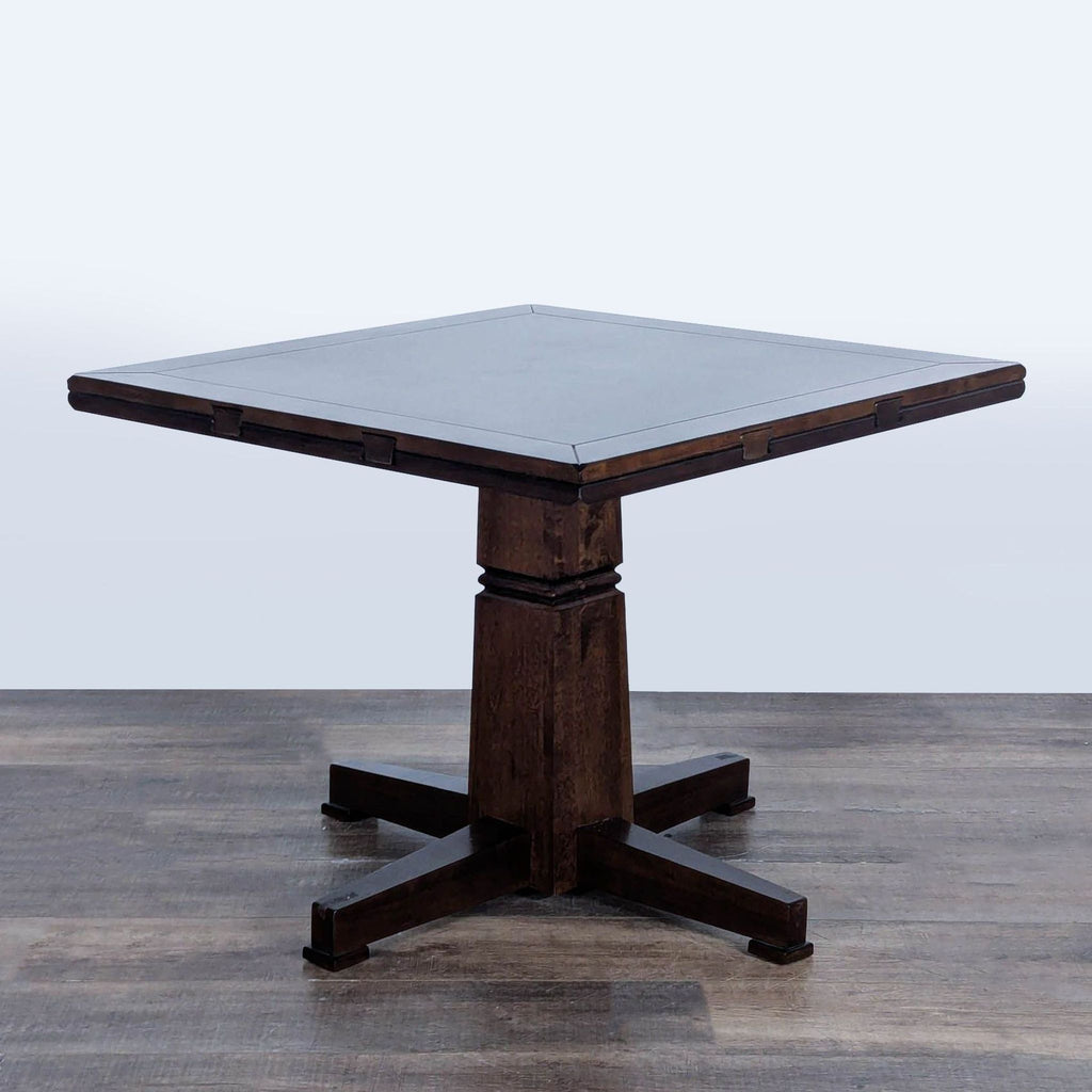 Rooms To Go Round Drop Leaf Table with 4 Slat Back Chairs in Cherry Merlot