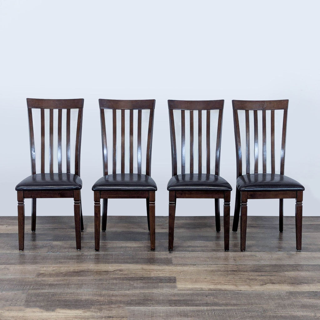 Rooms To Go Round Drop Leaf Table with 4 Slat Back Chairs in Cherry Merlot