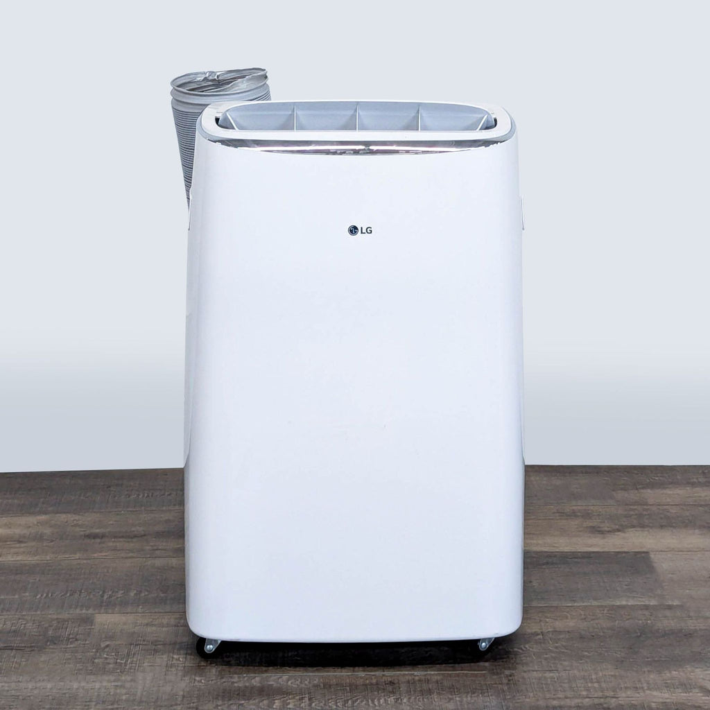 3. LG portable air conditioner with flexible exhaust hose and wheels for easy movement, ideal for home or office.