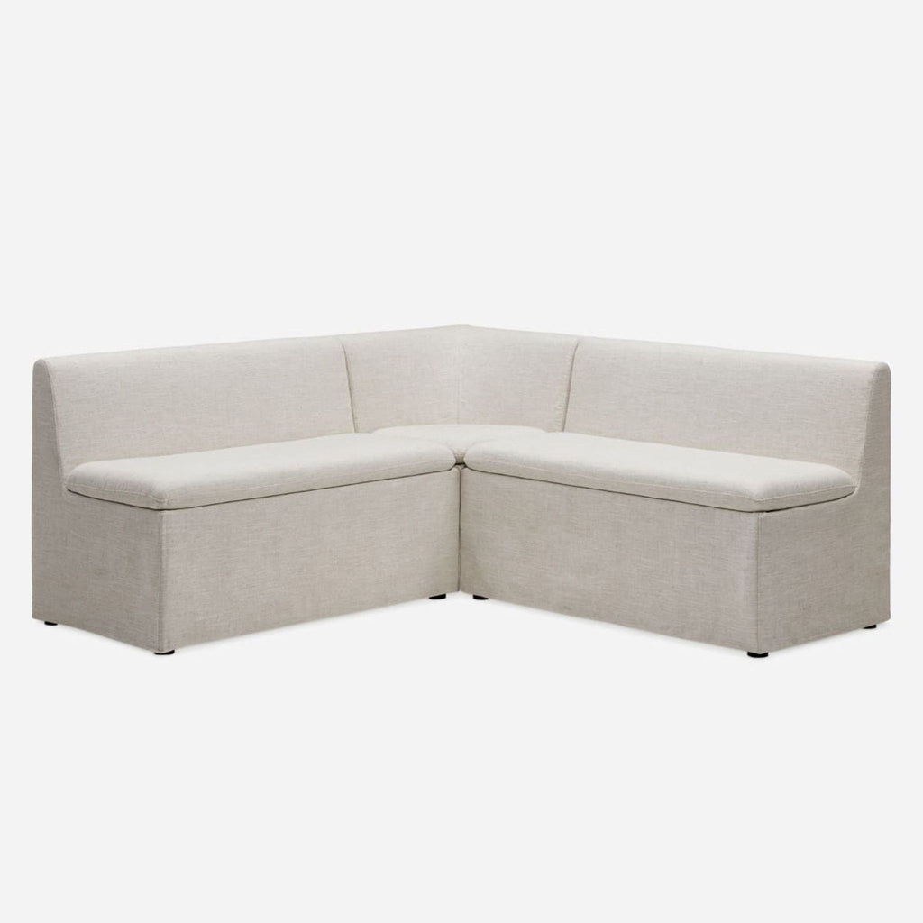 Castlery Callie Extended L-Shaped Storage Banquette in Beach Linen