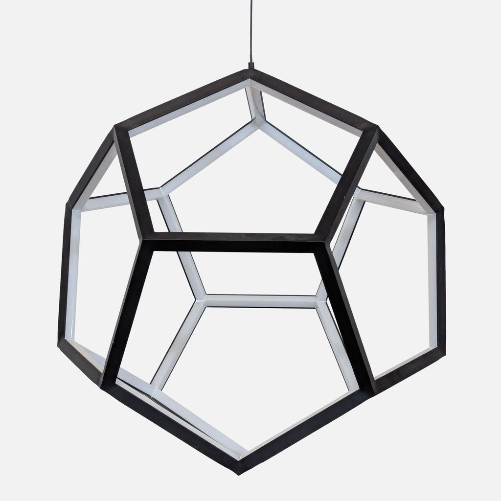 3. Contemporary ET2 pendant light with a steel and acrylic polyhedral frame; interior illumination and dimmable function.