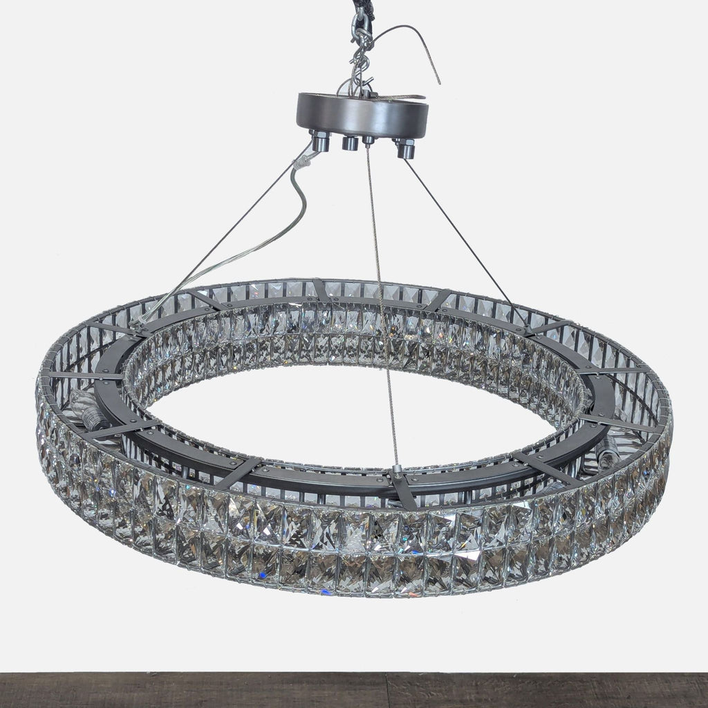 Modern Eclectic Ring Iron Crystal Chandelier