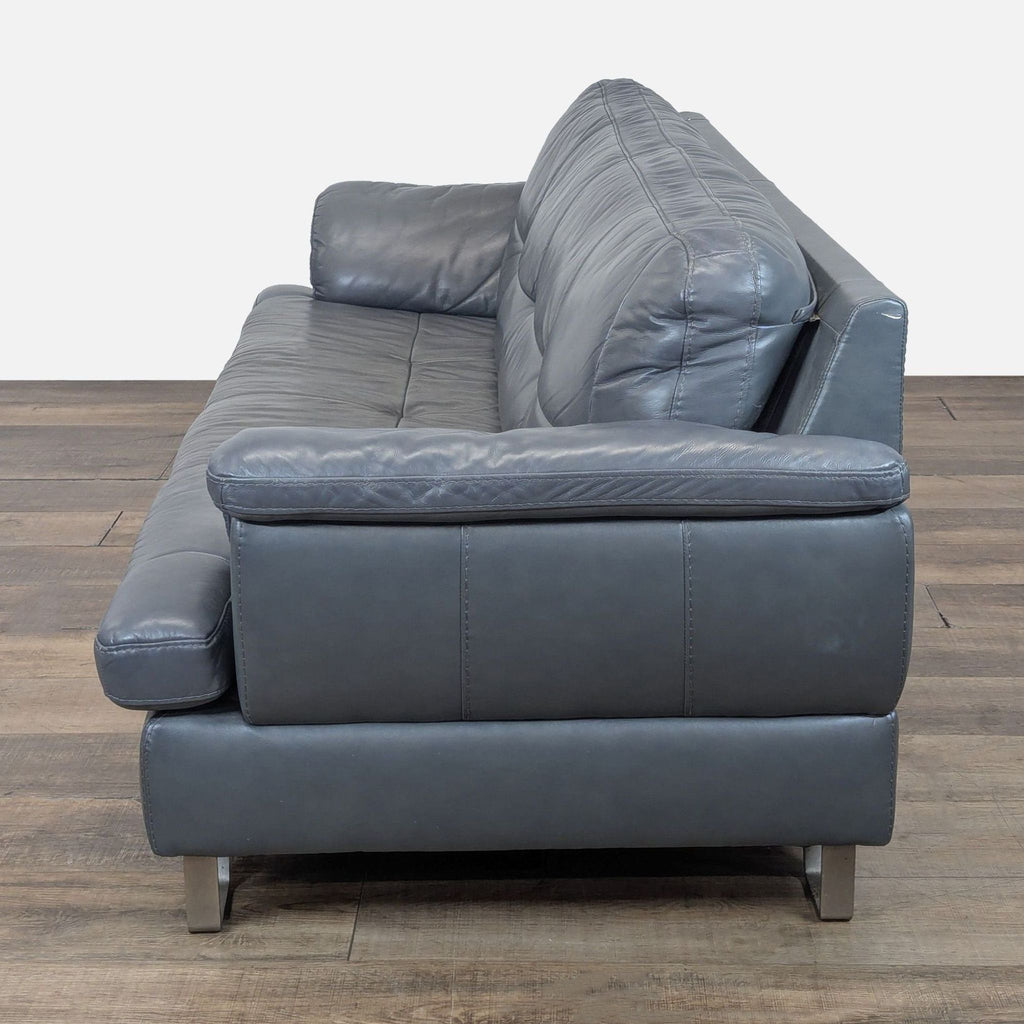 Ashley Furniture Gunter Modern 3-Seat Gray Leather Sofa