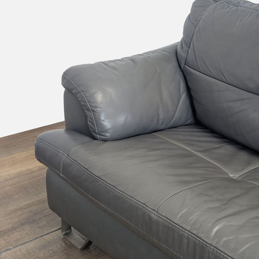 Ashley Furniture Gunter Modern 3-Seat Gray Leather Sofa