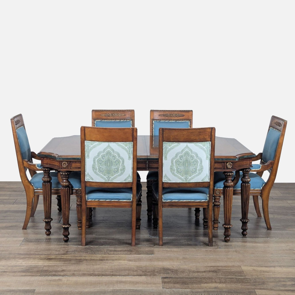 Transitional Extendable Dining Table with 6 Chairs