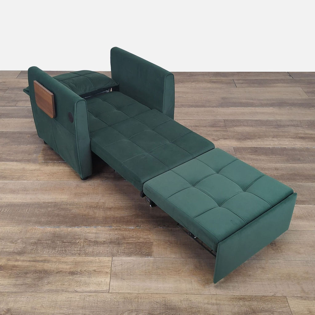 2. Convertible Yalissey chair unfolded as a 90" extra-long sleeper bed with plush cushion.