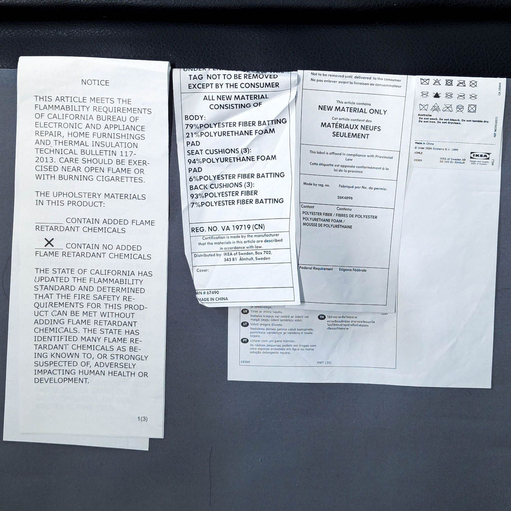 IKEA Finnala Modern Black Leather Sofa