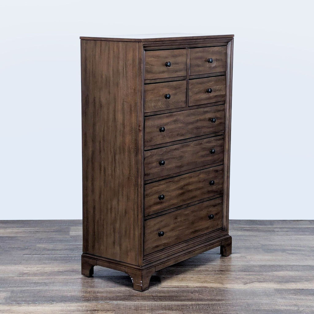 3. Angled view of Crescent Fine Furniture dresser, highlighting clean lines, simple knobs, and cedar-lined drawers.