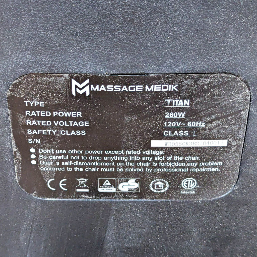 Massage Medik Zero Gravity Full Body Massage Chair