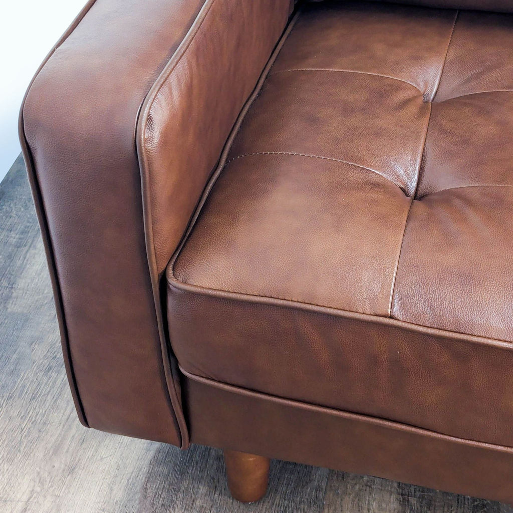 Abbyson Clark Modern Genuine Leather Sofa