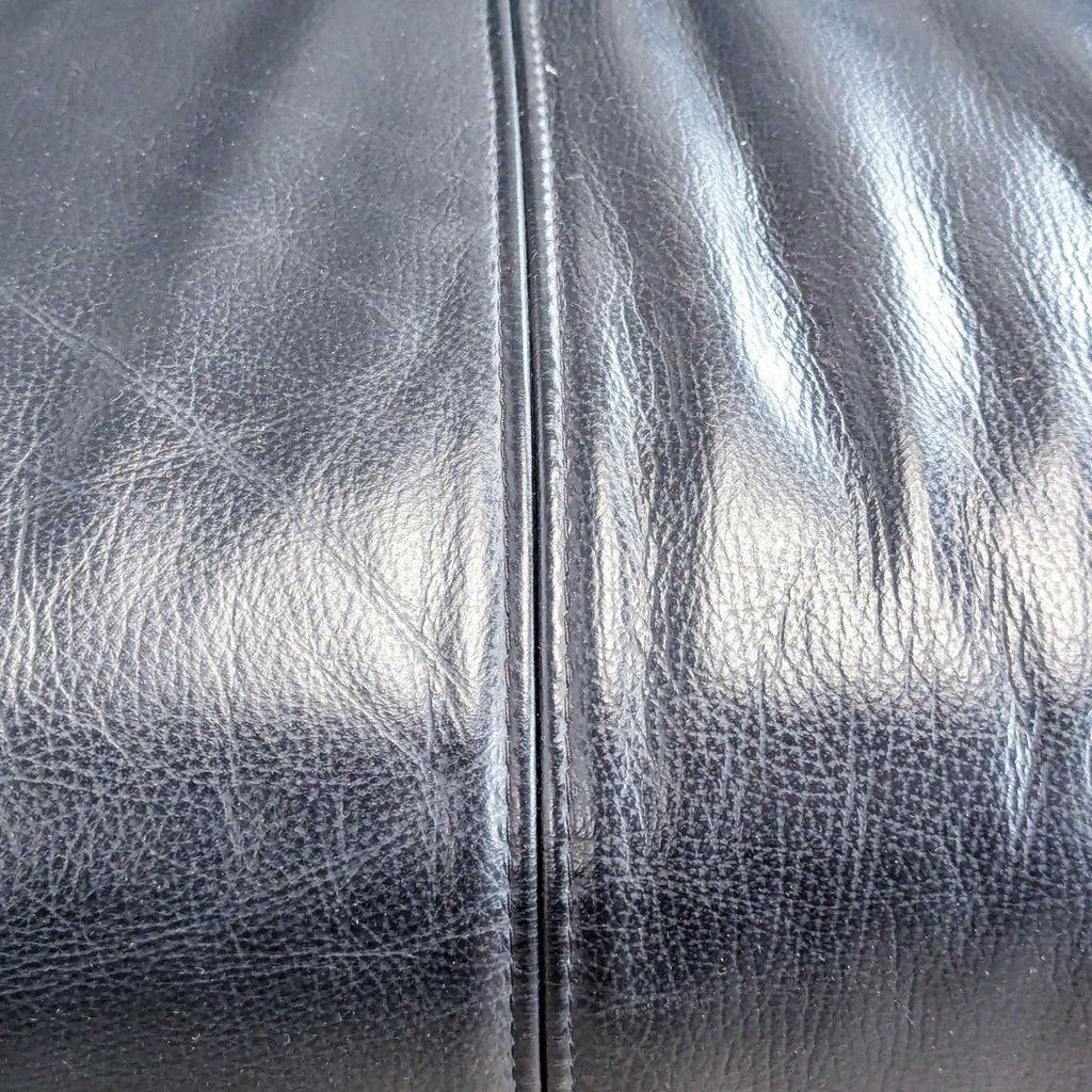 IKEA 3-Seat Black Leather Modern Sofa