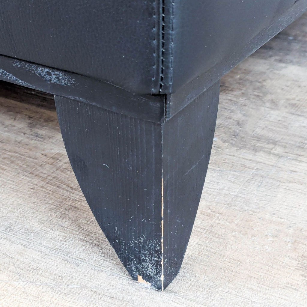 IKEA 3-Seat Black Leather Modern Sofa