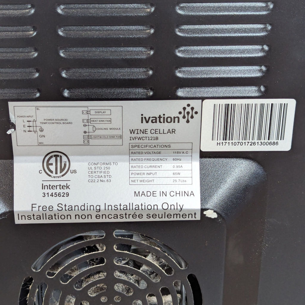 Ivation - 12 Bottle Thermoelectric Wine Cooler, Quiet Freestanding Wine Fridge - Black