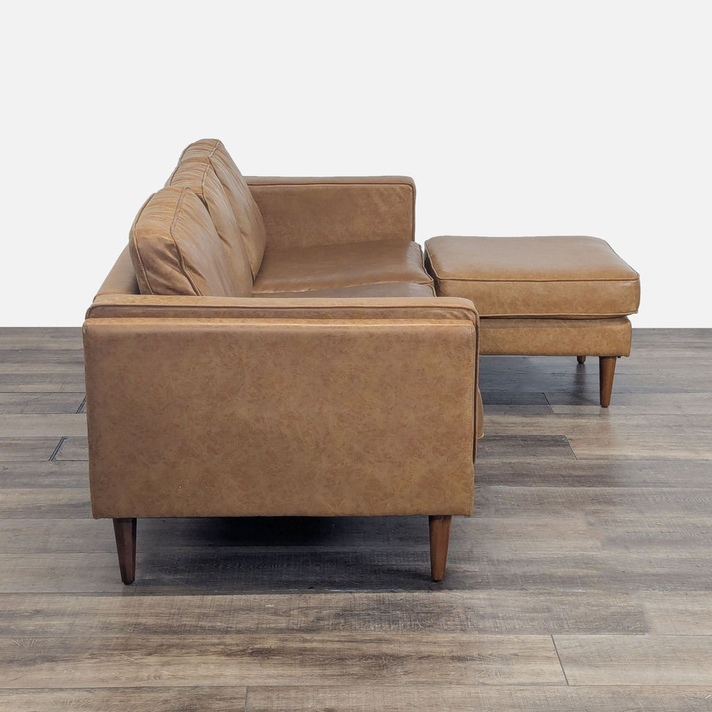 Albany Park Vegan Leather Albany 3-Seat Modern Sofa with Ottoman