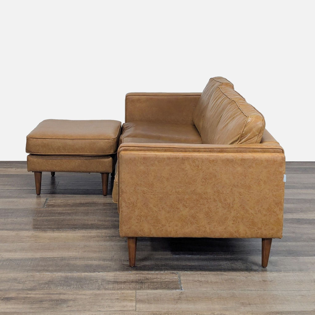 Albany Park Vegan Leather Albany 3-Seat Modern Sofa with Ottoman