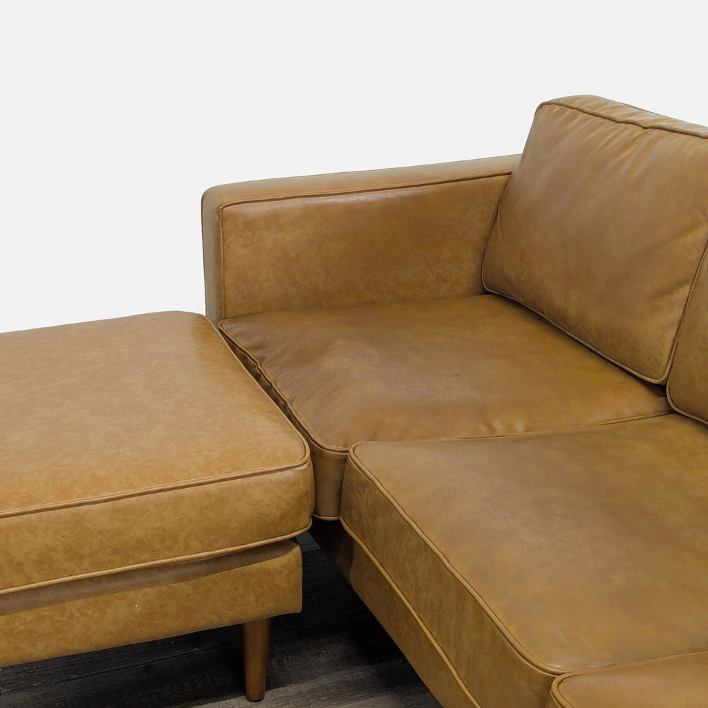 Albany Park Vegan Leather Albany 3-Seat Modern Sofa with Ottoman