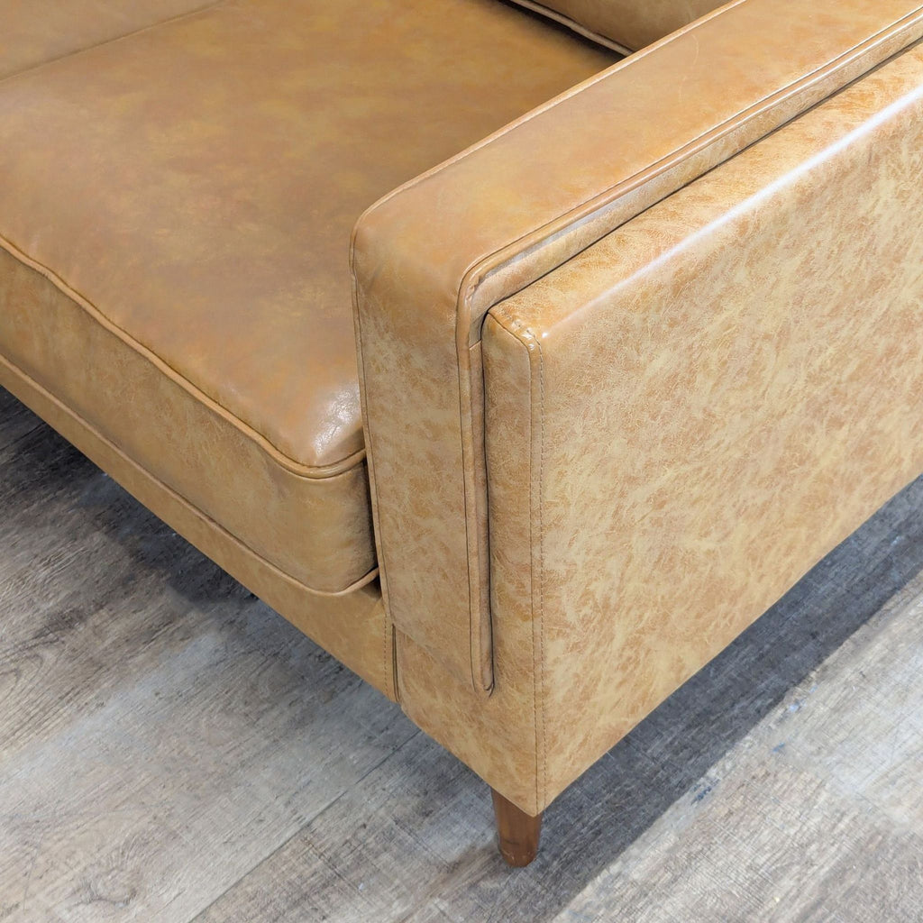 Albany Park Vegan Leather Albany 3-Seat Modern Sofa with Ottoman