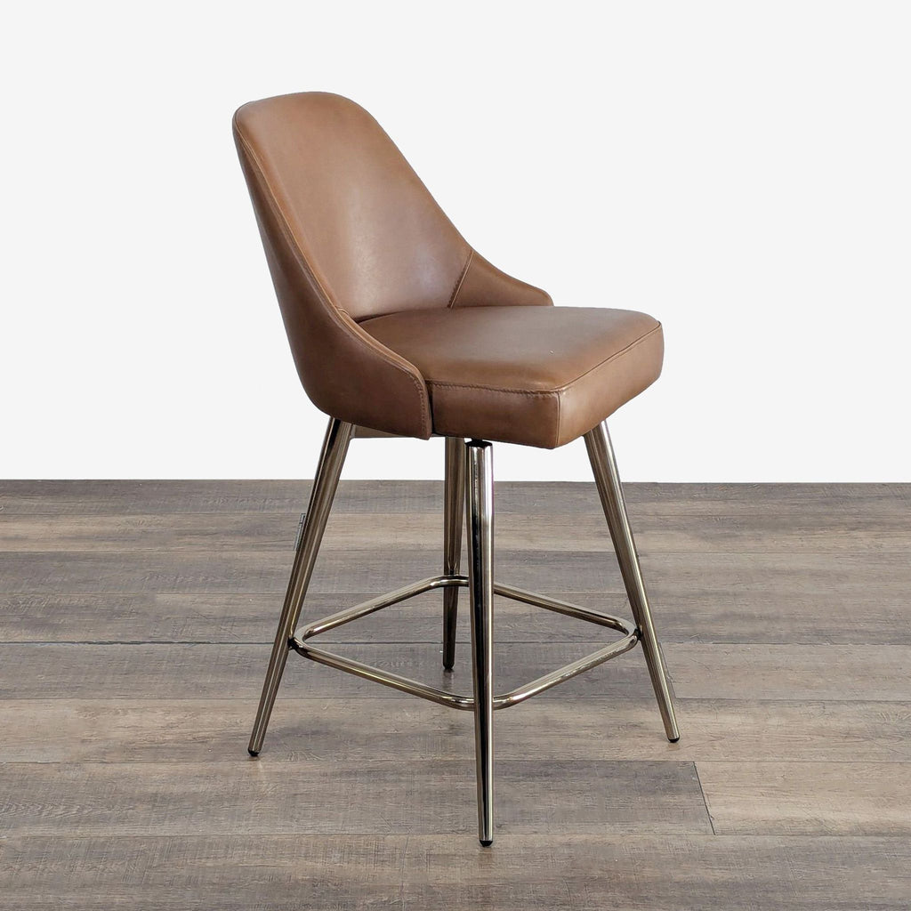 West Elm Mid-Century Leather Swivel Counter Stool