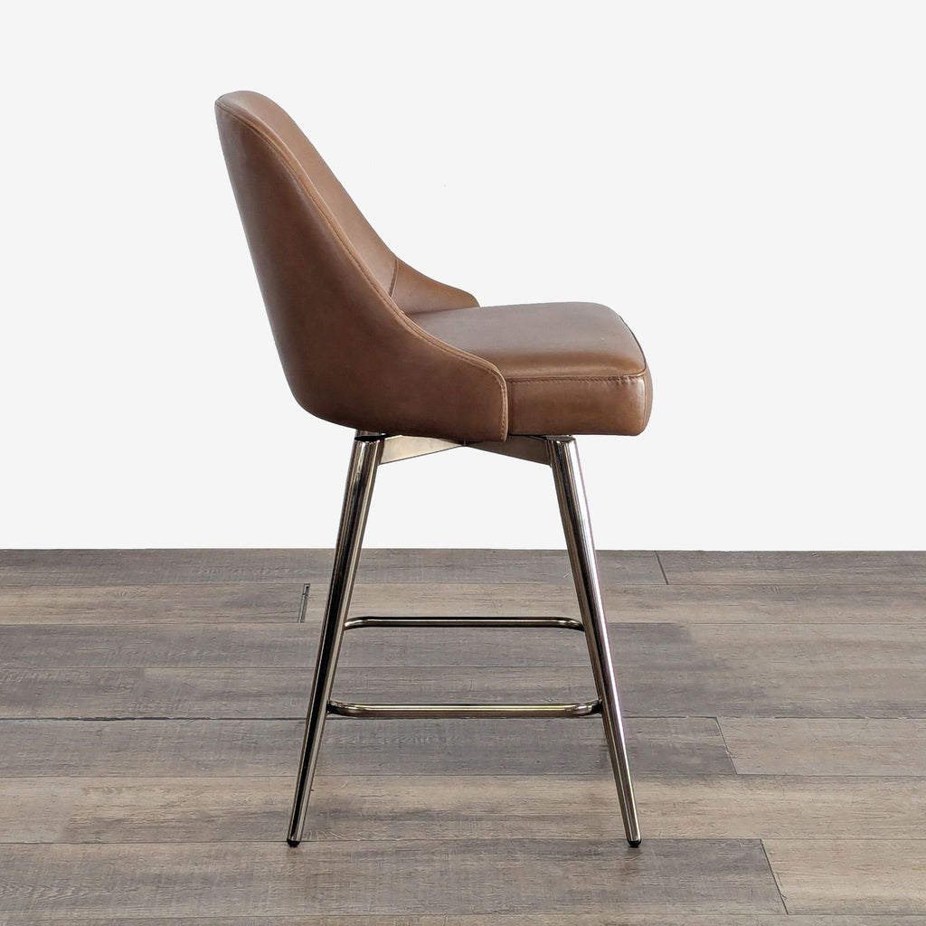 West Elm Mid-Century Leather Swivel Counter Stool