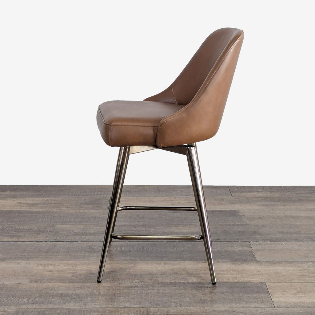 West Elm Mid-Century Leather Swivel Counter Stool