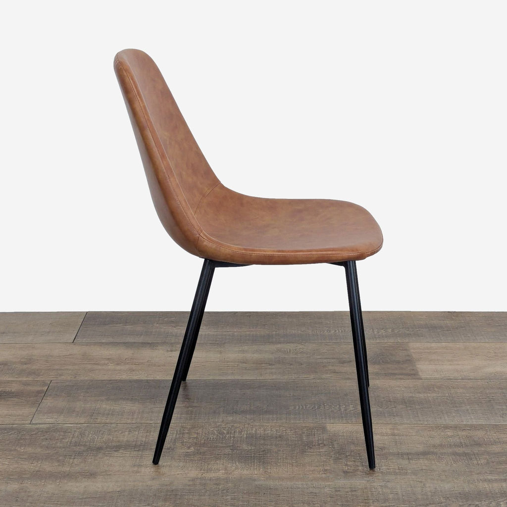 Set of Four Faux Leather Mid-Century Style Dining Chairs