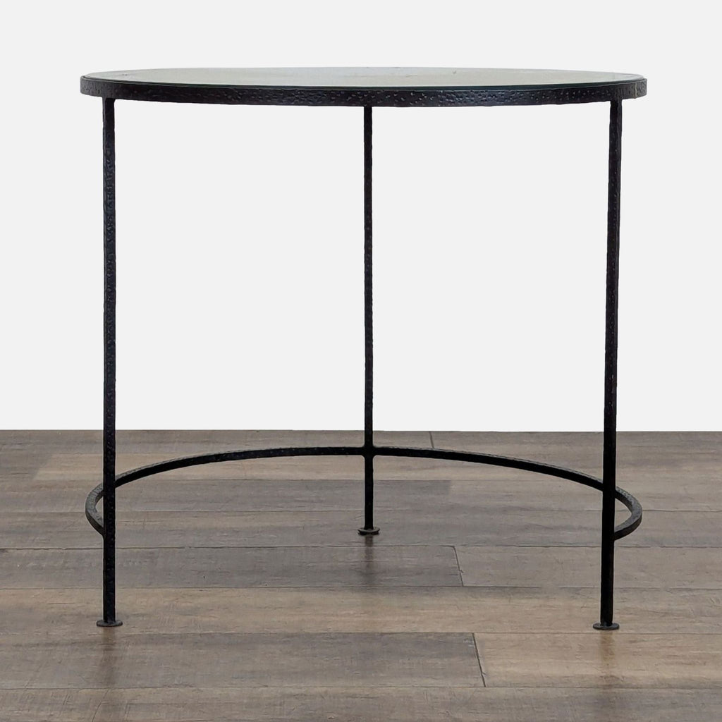 Glass Top Side Table on Metal Base